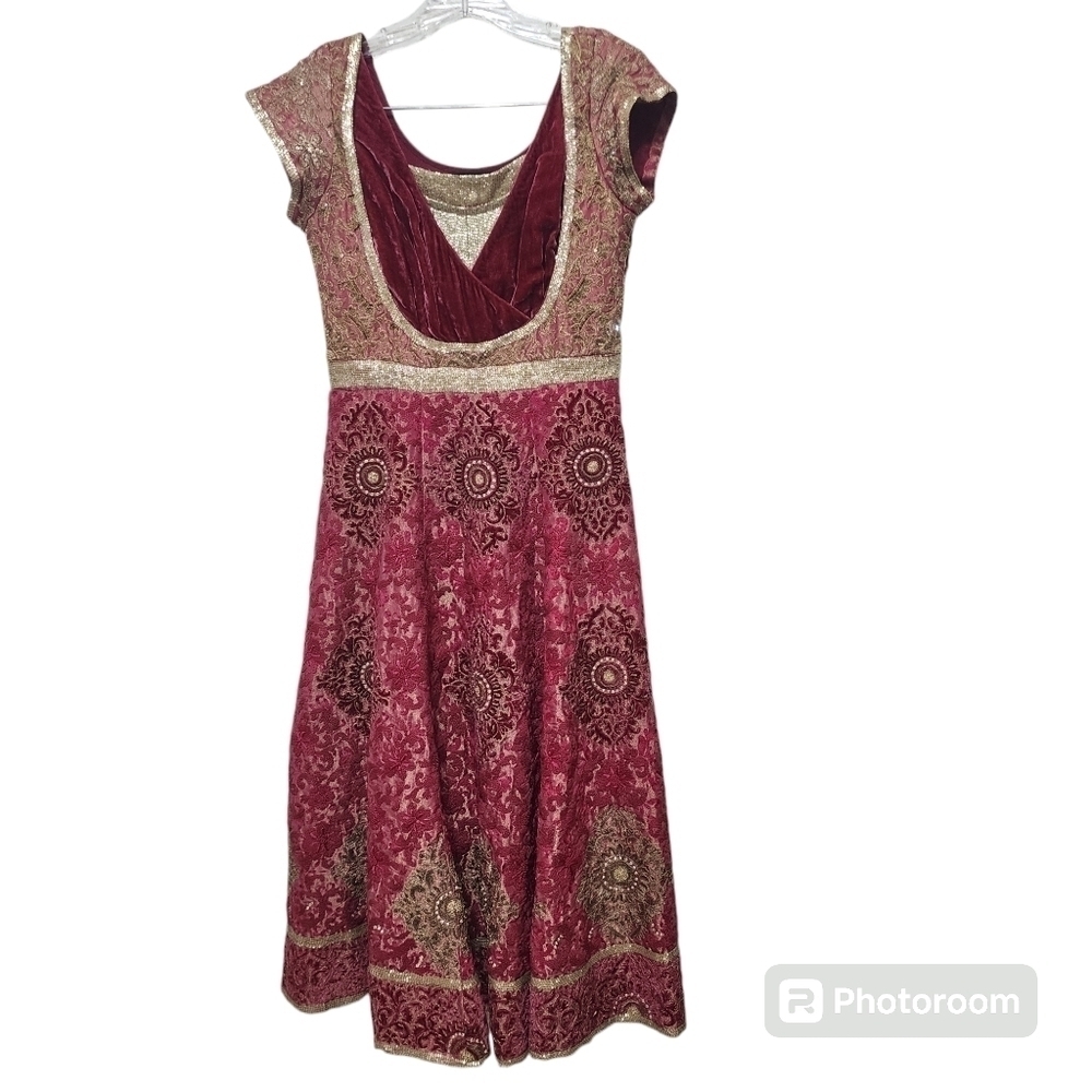 Anthropology Varun Bahl Boho Sequin Embroidered Fit & Flare Dress Size S